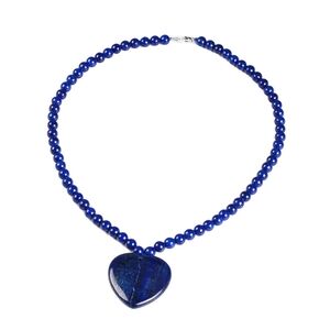 Designer D'JOY Sterling Silver Lapis Lazuli Heart Necklace – Genuine Gemstone